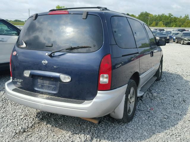 4N2ZN16T12D809225 - 2002 NISSAN QUEST SE BLUE photo 4