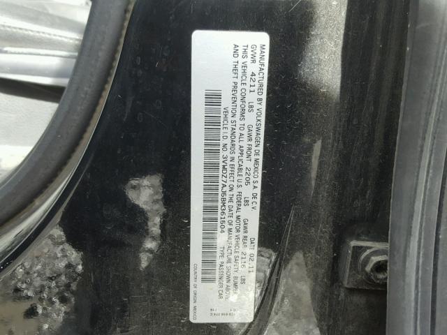 3VWDZ7AJ5BM361504 - 2011 VOLKSWAGEN JETTA SE 黑色 照片 10