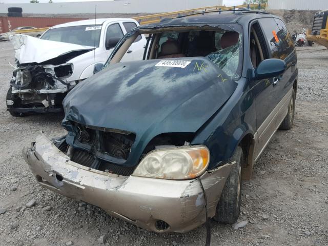 KNDUP131236462763 - 2003 KIA SEDONA EX GREEN photo 2