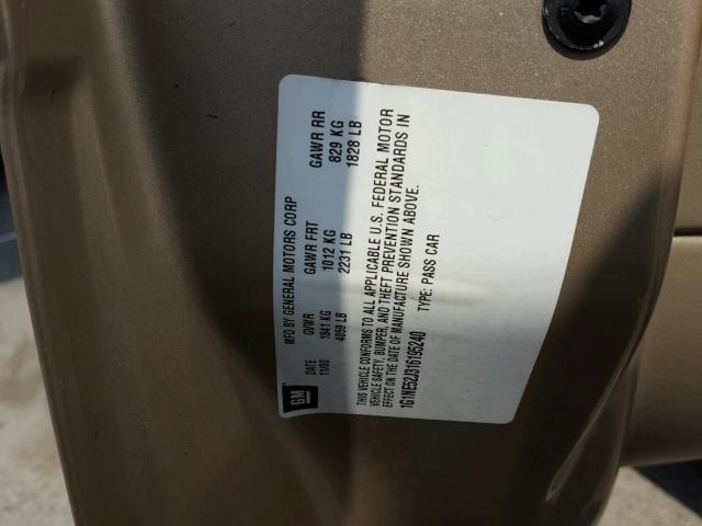 1G1NE52J316195240 - 2001 CHEVROLET MALIBU LS Qızıl foto 10