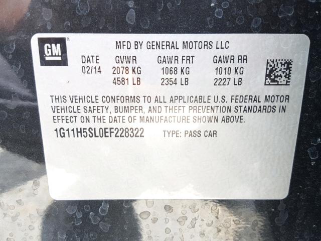 1G11H5SL0EF228322 - 2014 CHEVROLET MALIBU LTZ 灰色 照片 10