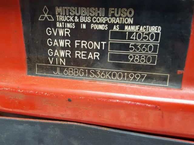 JL6BBG1S36K001997 - 2006 MITSUBISHI FUSO TRUCK OF FE 84D RED photo 10