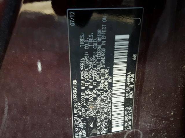 JTLZE4FE8CJ023595 - 2012 TOYOTA SCION XB Tünd qırmızı foto 10