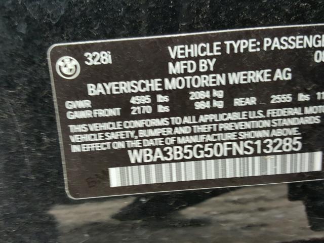 WBA3B5G50FNS13285 - 2015 BMW 328 XI SUL BLACK photo 10