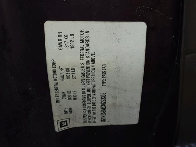 1G1NE52M6X6223339 - 1999 CHEVROLET MALIBU LS Марун фото 10