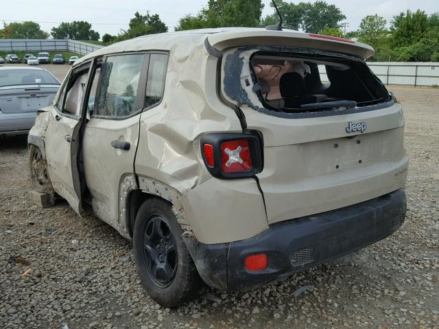 ZACCJAAH0FPB56308 - 2015 JEEP RENEGADE S TAN photo 3