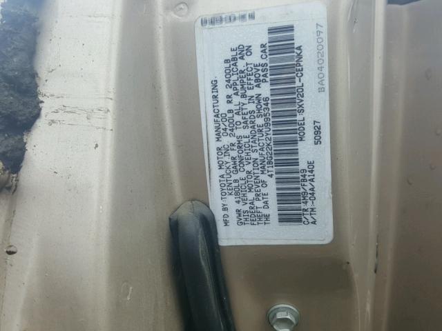 4T1BG22K2YU995346 - 2000 TOYOTA CAMRY CE GOLD photo 10