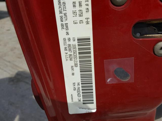 1B3ES56C65D121860 - 2005 DODGE NEON SXT RED photo 10