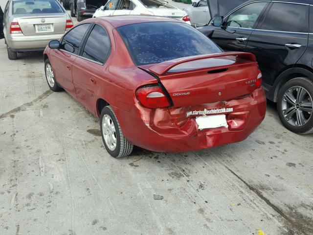 1B3ES56C65D121860 - 2005 DODGE NEON SXT RED photo 3