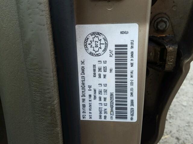 2C3HH46R32H295901 - 2002 CHRYSLER INTREPID S Beżowy zdjęcie 10