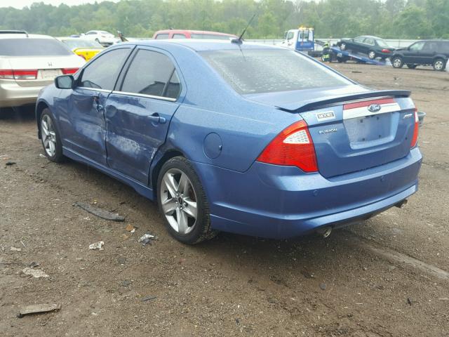 3FAHP0KC2AR103448 - 2010 FORD FUSION SPO BLUE photo 3