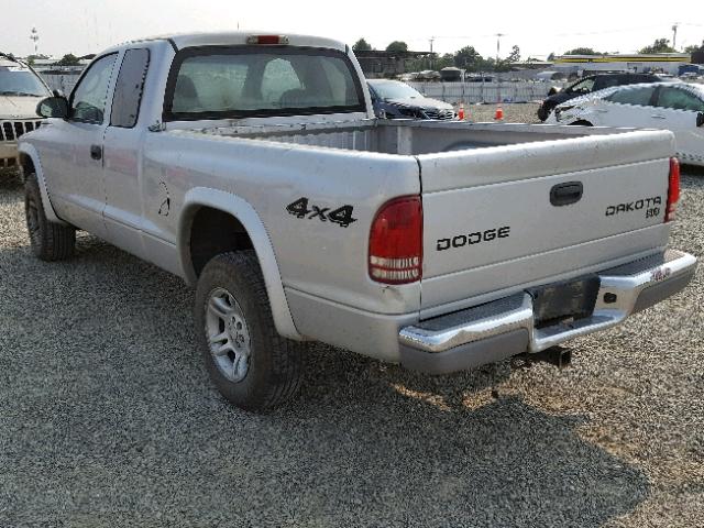 1D7HG42N64S500906 - 2004 DODGE DAKOTA SLT SILVER photo 3