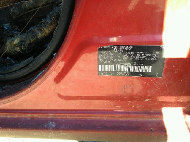 JTMBD33V975055324 - 2007 TOYOTA RAV4 RED photo 10