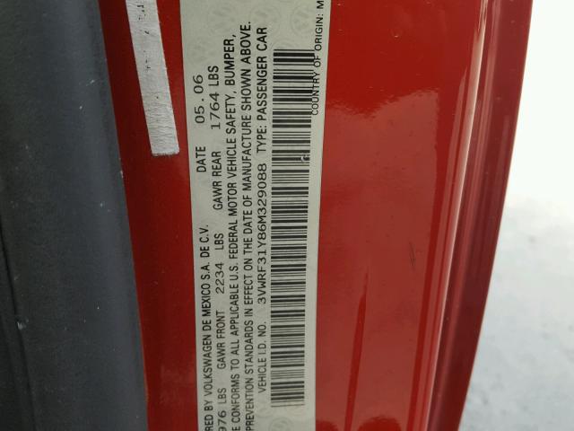 3VWRF31Y86M329088 - 2006 VOLKSWAGEN NEW BEETLE Qırmızı foto 10