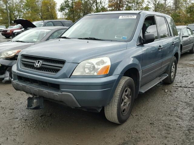 2HKYF18125H568376 - 2005 HONDA PILOT LX BLUE photo 2