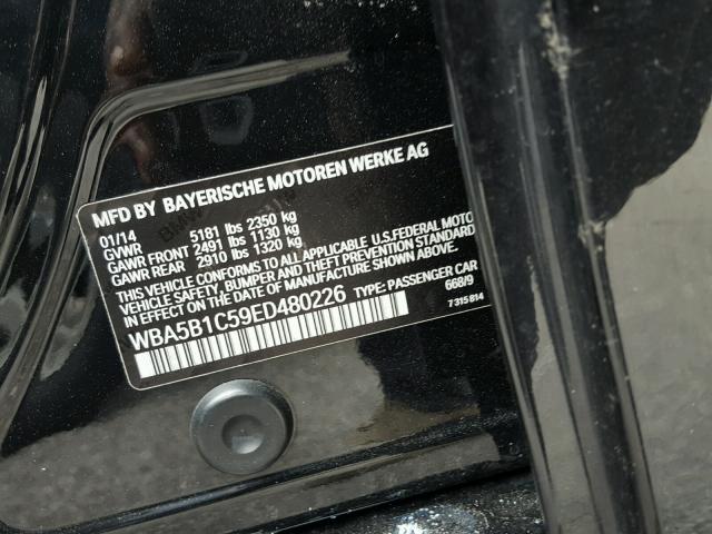 WBA5B1C59ED480226 - 2014 BMW 535 I BLACK photo 10