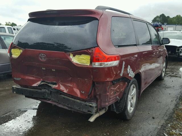 5TDKK3DC3DS327035 - 2013 TOYOTA SIENNA LE RED photo 4