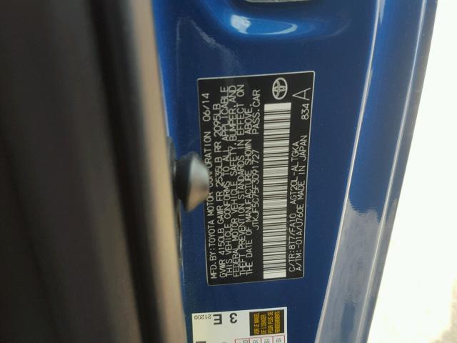 JTKJF5C75F3091727 - 2015 TOYOTA SCION TC 蓝色 照片 10