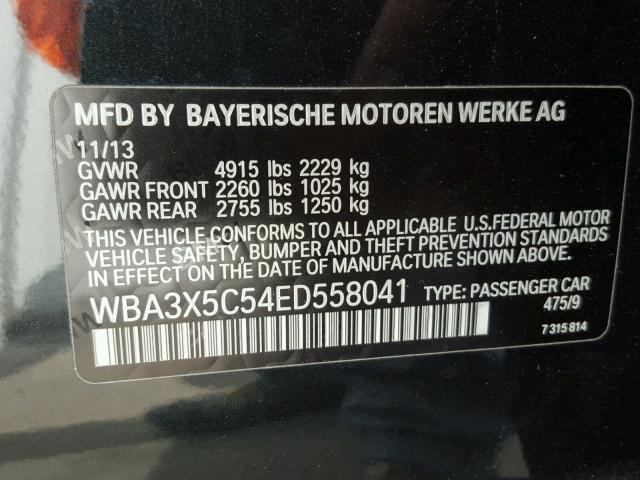 WBA3X5C54ED558041 - 2014 BMW 328 XIGT BLACK photo 10