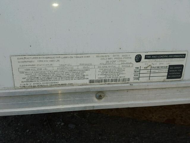 4YMCL1219CV005041 - 2012 UTILITY TRAILER WHITE photo 10