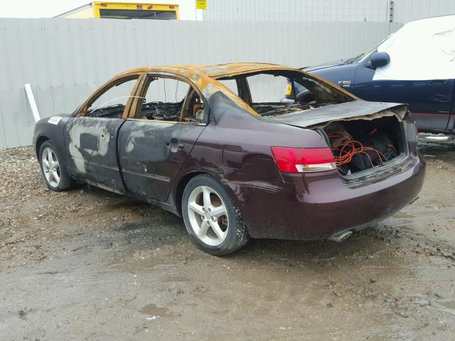 5NPEU46F76H063685 - 2006 HYUNDAI SONATA GLS BURN photo 3