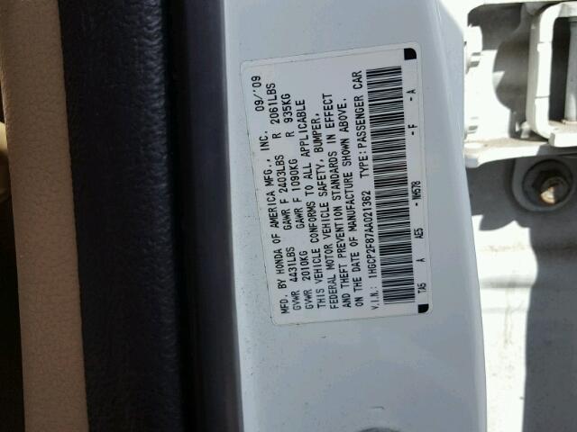 1HGCP2F87AA021362 - 2010 HONDA ACCORD EXL Ağ foto 10