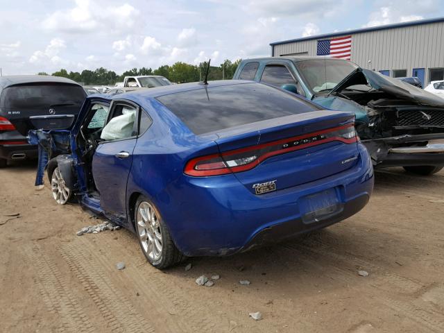 1C3CDFCA4DD107029 - 2013 DODGE DART LIMIT BLUE photo 3