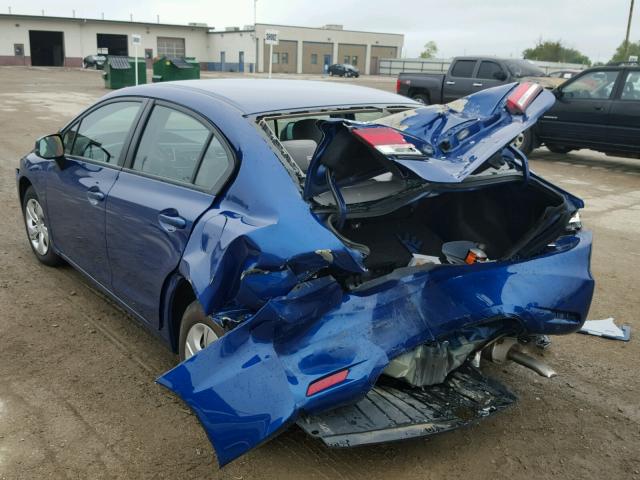 19XFB2F50DE090458 - 2013 HONDA CIVIC BLUE photo 3