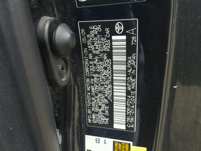 JTKDE3B7XA0303425 - 2010 TOYOTA SCION TC 黑色 照片 10