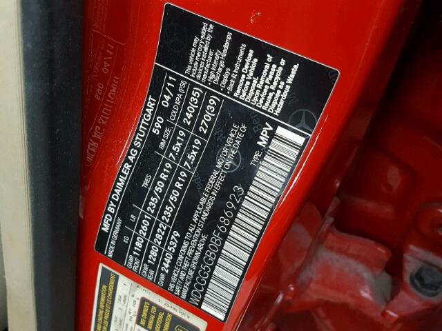 WDCGG5GB0BF686923 - 2011 MERCEDES-BENZ GLK RED photo 10