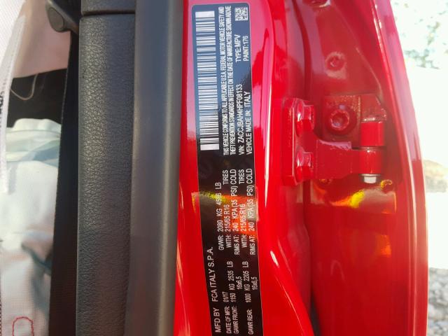 ZACCJBAH4HPF08133 - 2017 JEEP RENEGADE S RED photo 10