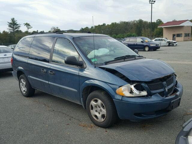 1B4GP24312B546742 - 2002 DODGE GRAND CARA BLUE photo 1