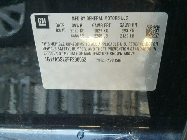 1G11A5SL5FF290062 - 2015 CHEVROLET MALIBU LS Qara foto 10