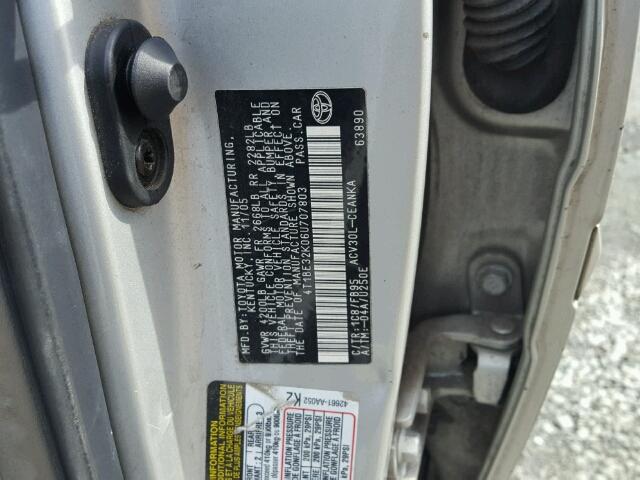 4T1BE32K06U707803 - 2006 TOYOTA CAMRY LE SILVER photo 10