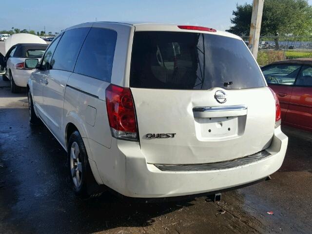 5N1BV28U97N107232 - 2007 NISSAN QUEST WHITE photo 3