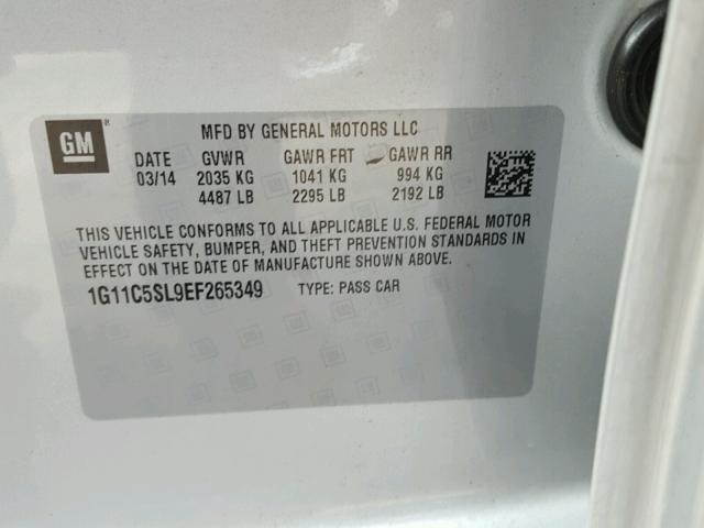 1G11C5SL9EF265349 - 2014 CHEVROLET MALIBU 1LT SILVER photo 10