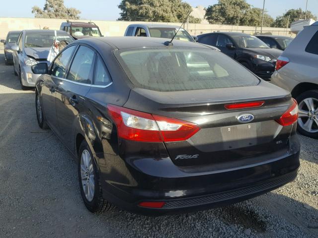 1FAHP3H22CL356996 - 2012 FORD FOCUS SEL BLACK photo 3