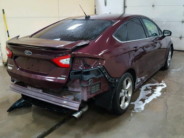 3FA6P0HR0DR107358 - 2013 FORD FUSION BURGUNDY photo 4