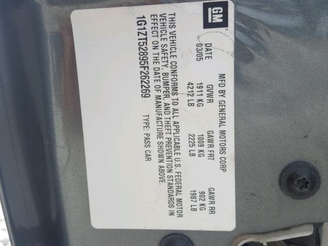 1G1ZT52895F262269 - 2005 CHEVROLET MALIBU LS ნაცრისფერი ფოტო 10