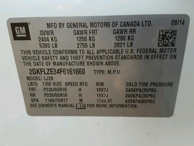 2GKFLZE34F6161660 - 2015 GMC TERRAIN DE WHITE photo 10