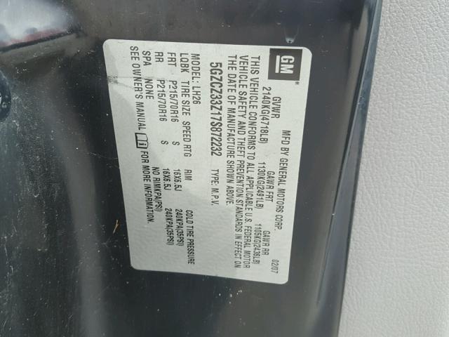 5GZCZ33Z17S872232 - 2007 SATURN VUE HYBRID GRAY photo 10