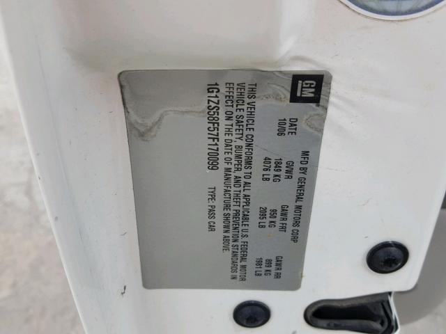 1G1ZS58F57F170099 - 2007 CHEVROLET MALIBU LS WHITE photo 10