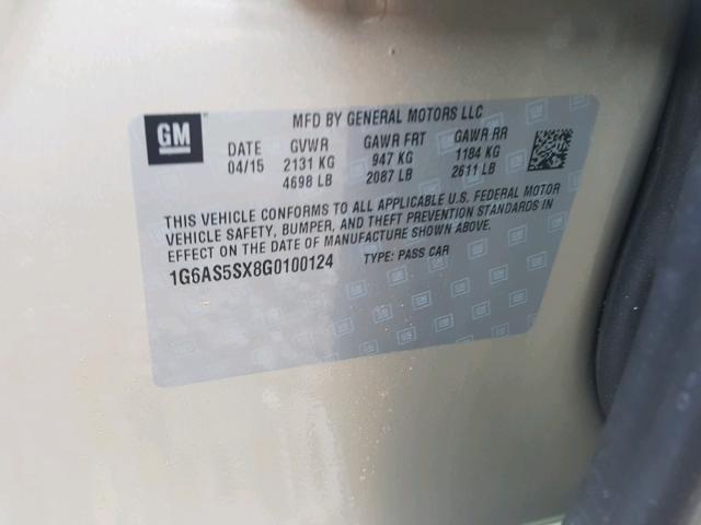 1G6AS5SX8G0100124 - 2016 CADILLAC CTS PERFOR Brązowy zdjęcie 10