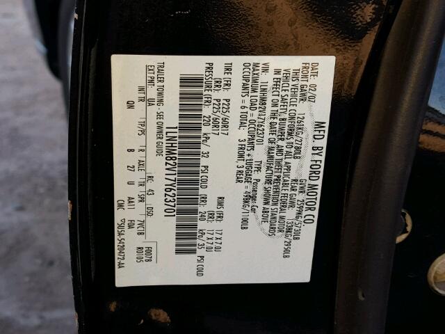 1LNHM82V17Y623701 - 2007 LINCOLN TOWN CAR S BLACK photo 10