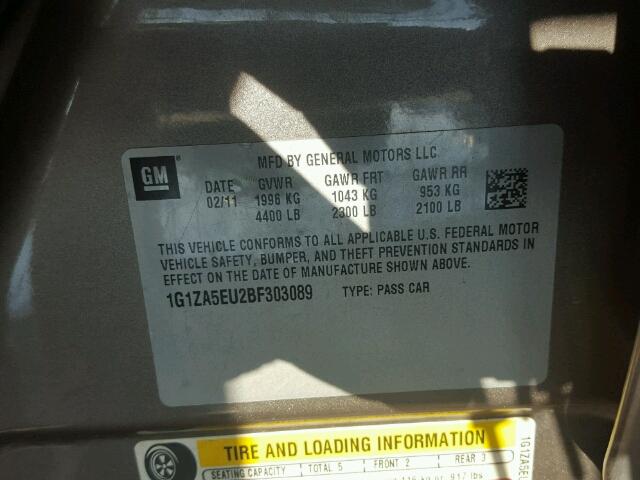 1G1ZA5EU2BF303089 - 2011 CHEVROLET MALIBU LS TAN photo 10