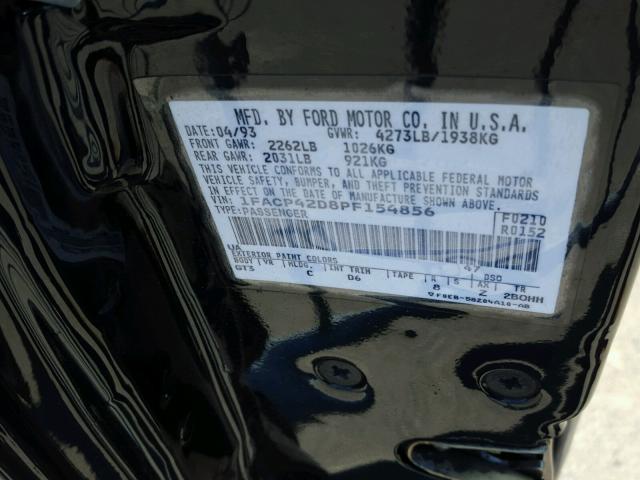 1FACP42D8PF154856 - 1993 FORD MUSTANG CO BLACK photo 10