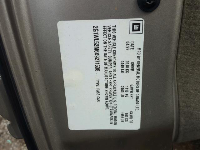 2G1WL52M6X9271538 - 1999 CHEVROLET LUMINA BAS ნაცრისფერი ფოტო 10