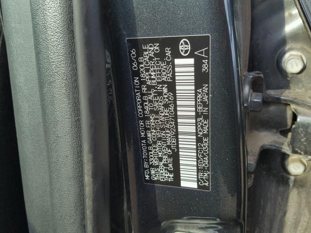 JTDBT923471046169 - 2007 TOYOTA YARIS GRAY photo 10