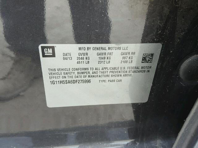 1G11H5SA6DF275996 - 2013 CHEVROLET MALIBU LTZ 灰色 照片 10