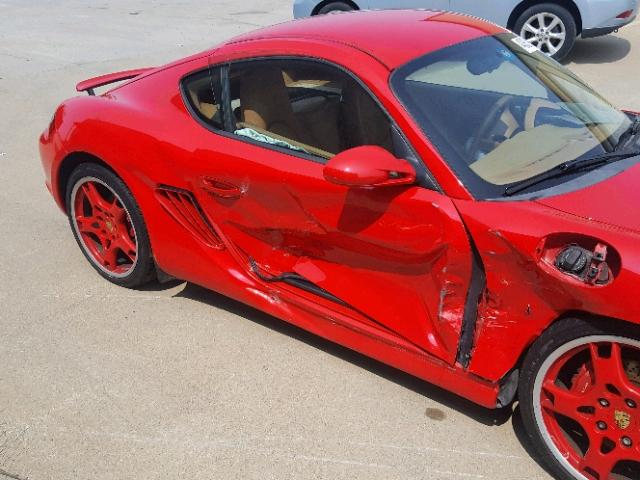 WP0AB29857U780275 - 2007 PORSCHE CAYMAN S RED photo 9